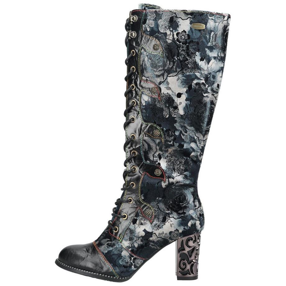 Laura Vita Bottines à lacets jusqu'aux genoux motif floral  