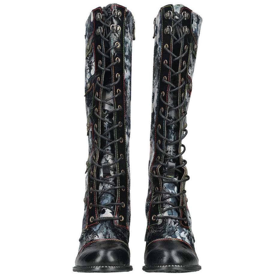 Laura Vita Bottines à lacets jusqu'aux genoux motif floral  