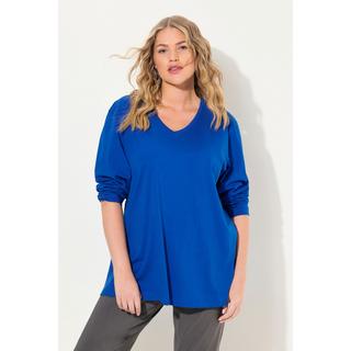 Ulla Popken  T-shirt coupe Relaxed Fit, col en V et manches longues 