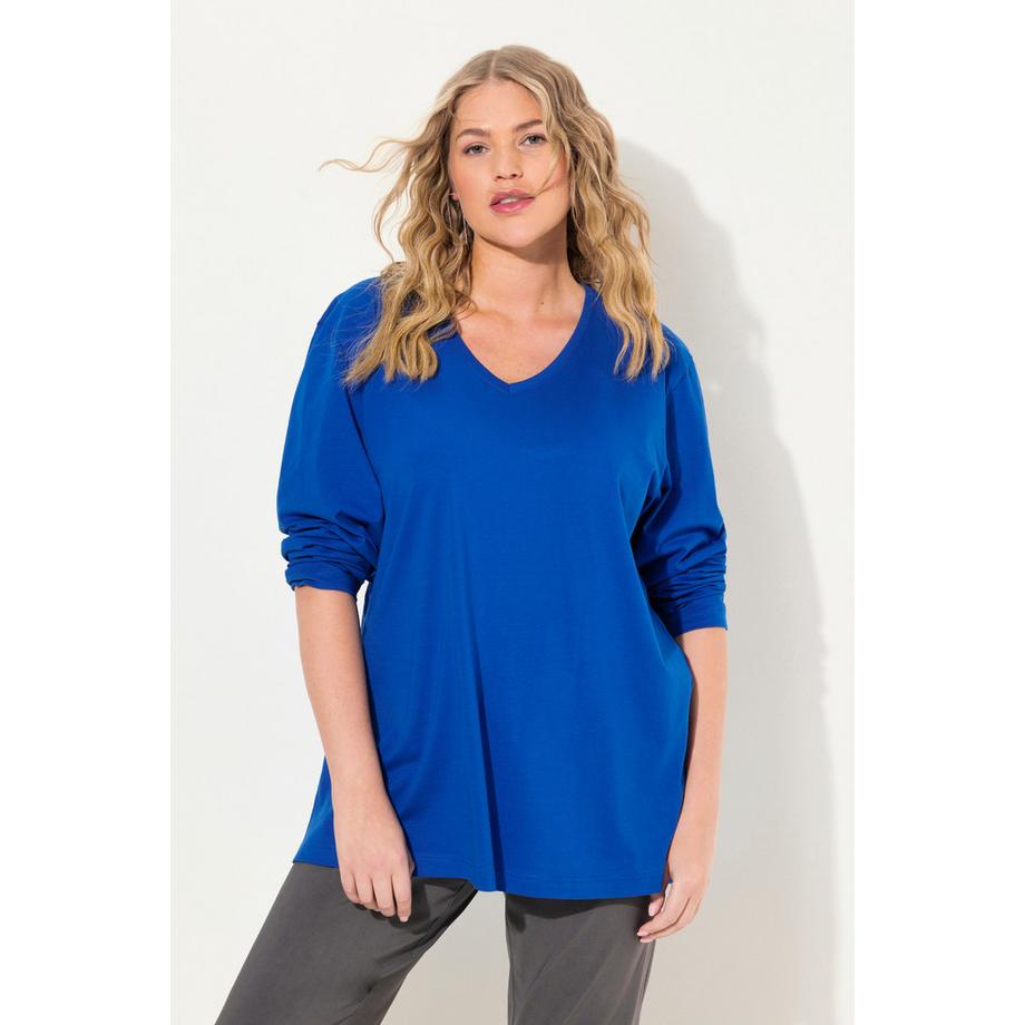 Ulla Popken Relaxed Langarm V-Ausschnitt Shirt  