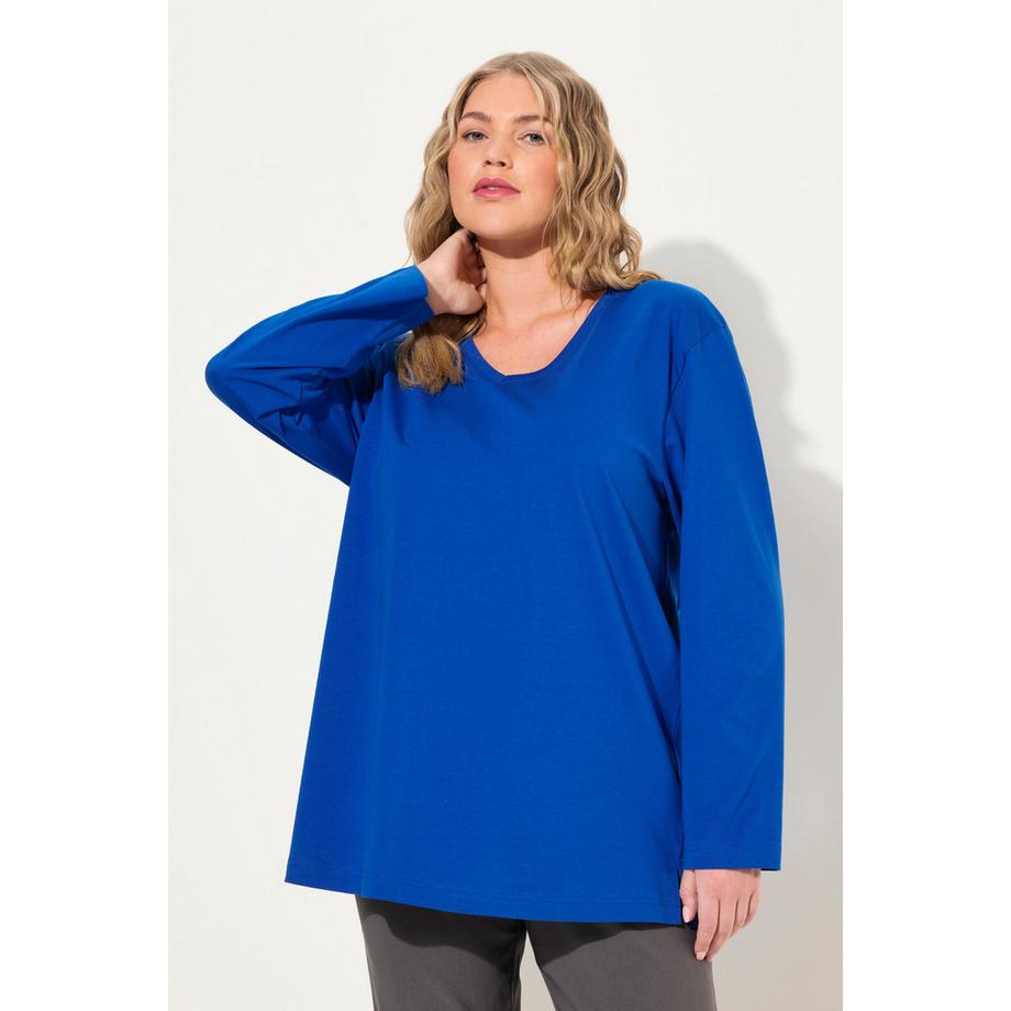 Ulla Popken Relaxed Langarm V-Ausschnitt Shirt  