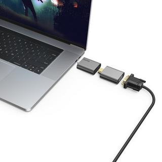 hama  Hama 00200306 Videokabel-Adapter 0,15 m USB Typ-C Mini DisplayPortHDMIVGA Grau 