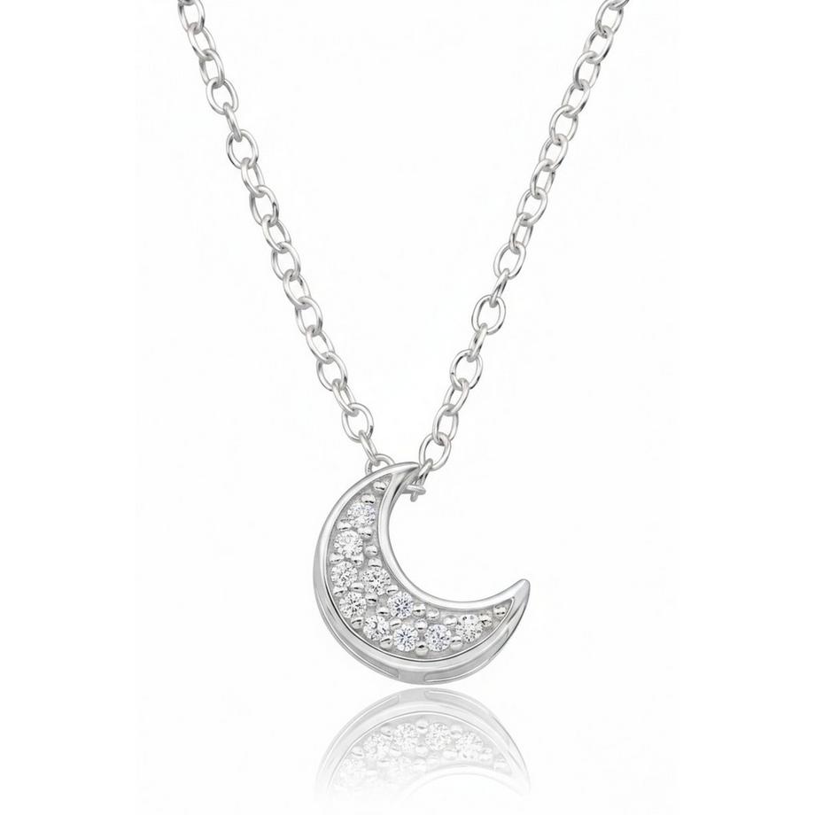 Maxte  Collier Lune  en  Sterling, , avec 10 Zircones Cubiques 