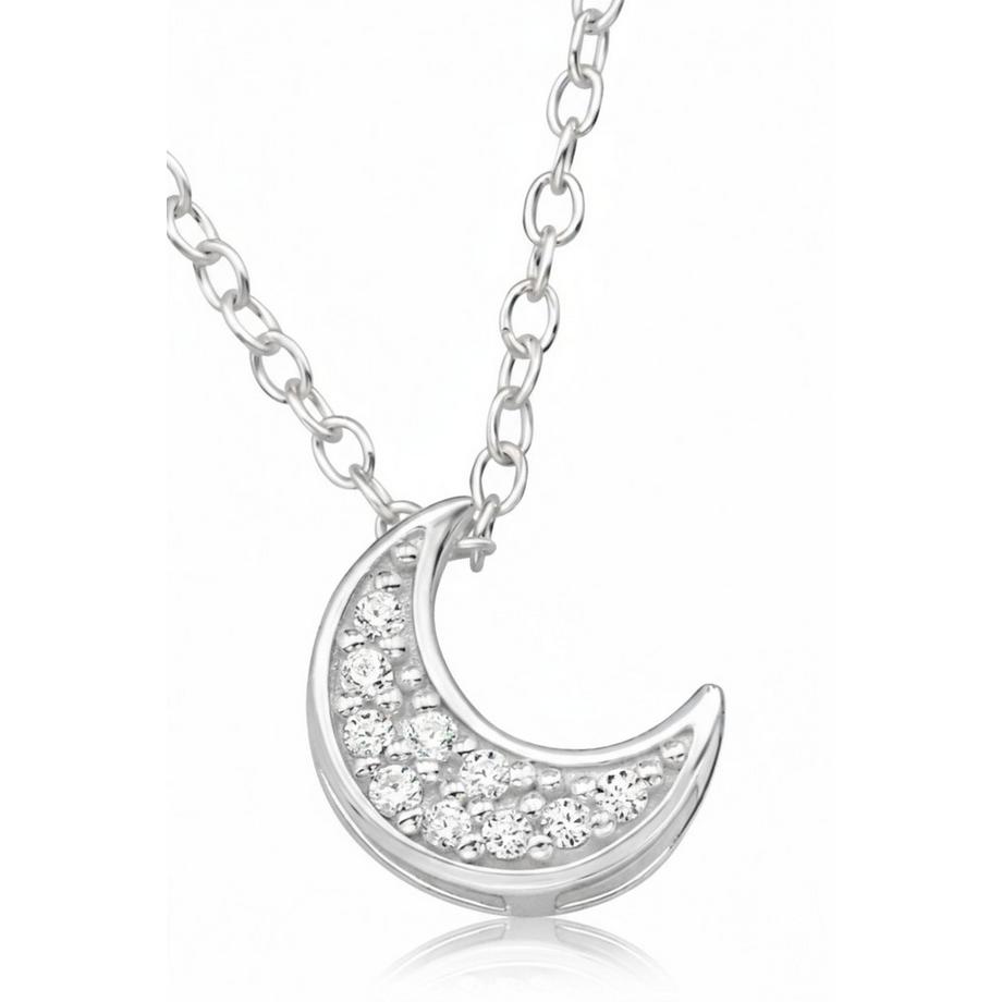 Maxte  Collier Lune  en  Sterling, , avec 10 Zircones Cubiques 