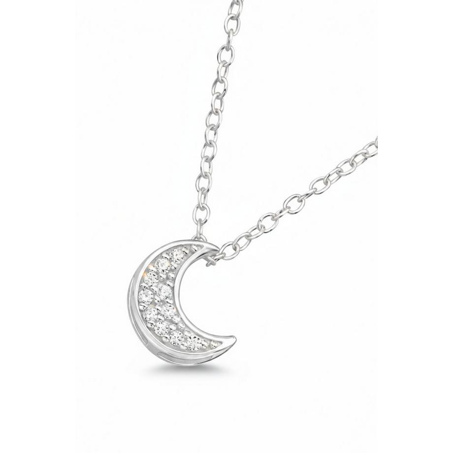 Maxte  Collier Lune  en  Sterling, , avec 10 Zircones Cubiques 