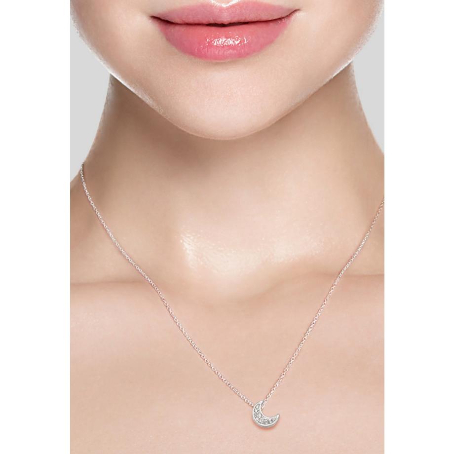 Maxte  Collier Lune  en  Sterling, , avec 10 Zircones Cubiques 