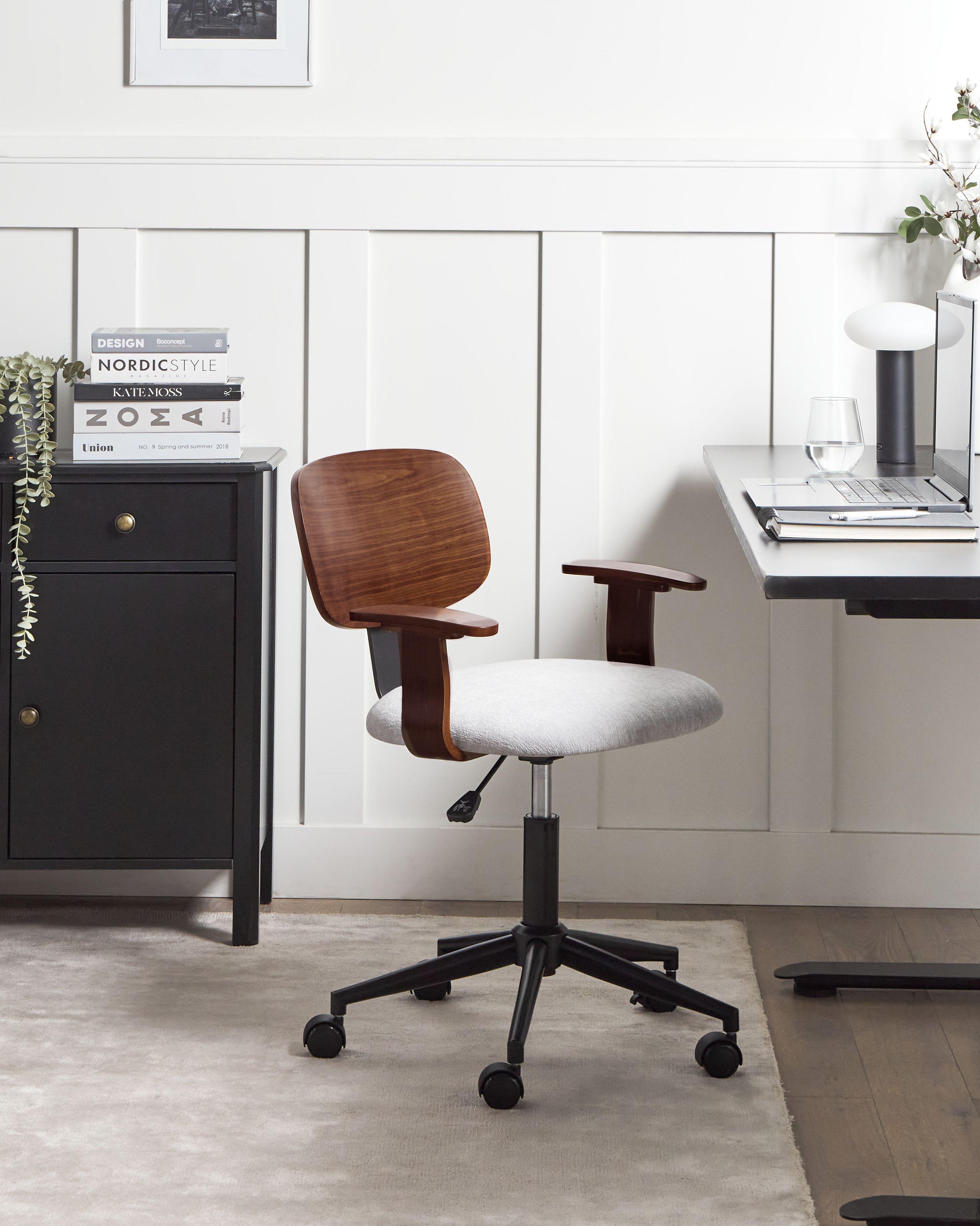 Beliani Sedia da scrivania en Lino sintetico Retrò GUNNISON  