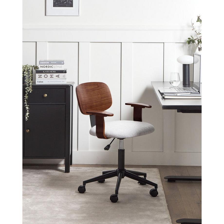 Beliani Chaise de bureau en Lin synthétique Rétro GUNNISON  