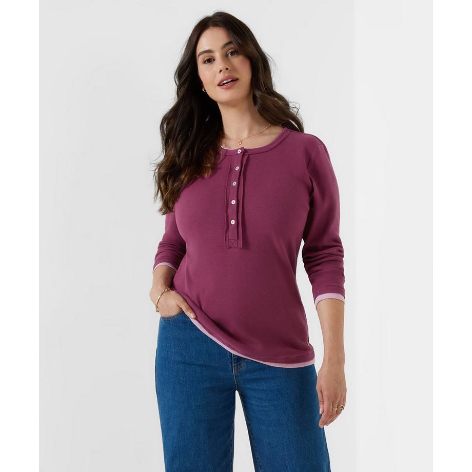 Margot doppellagiges Henley-Shirt aus Jersey
