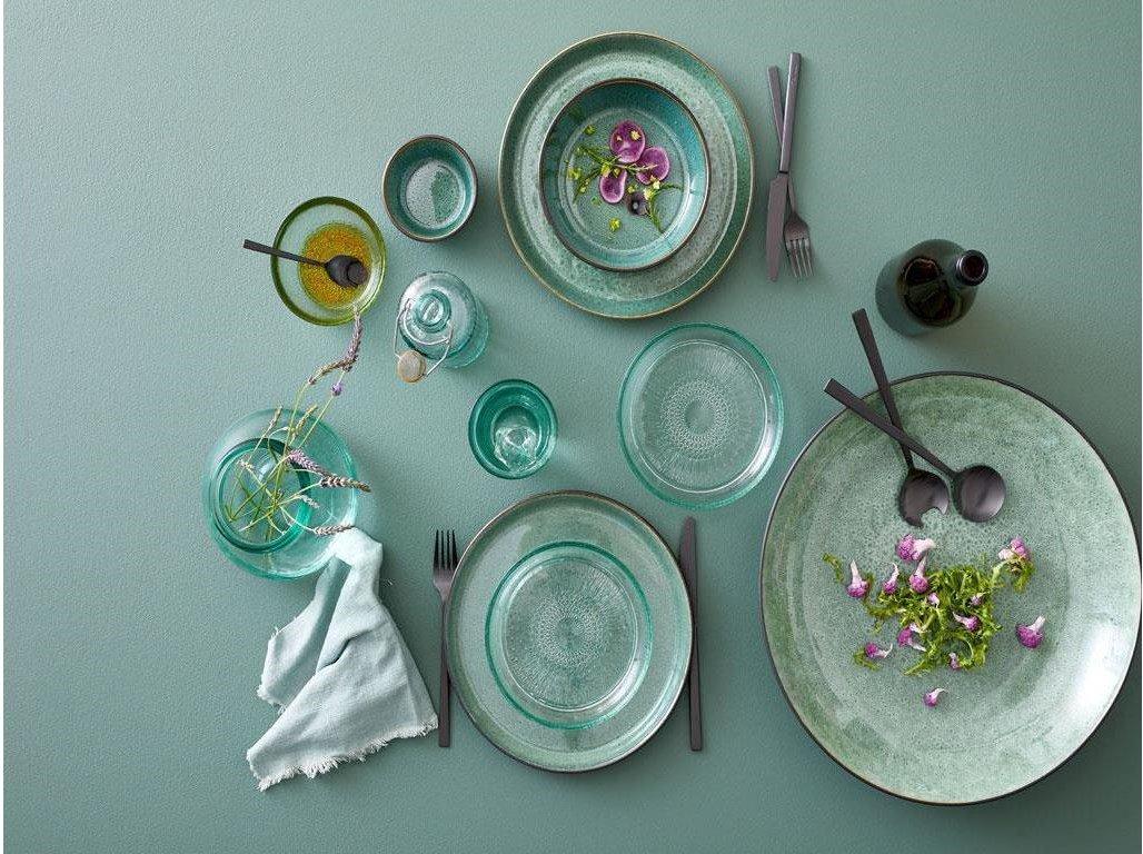 Bitz Dessertteller 21cm schwarz/grü 6 Stk., D: 21cm, H: 2cm, Stoneware  