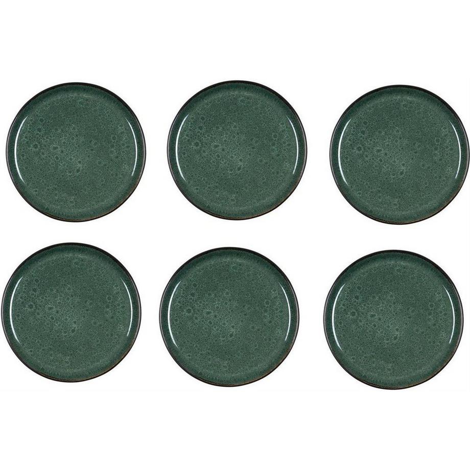 Bitz Dessertteller 21cm schwarz/grü 6 Stk., D: 21cm, H: 2cm, Stoneware  