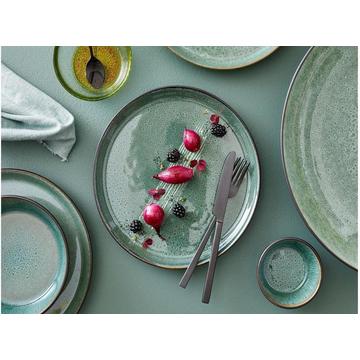 Dessertteller 21cm schwarz/grü 6 Stk., D: 21cm, H: 2cm, Stoneware