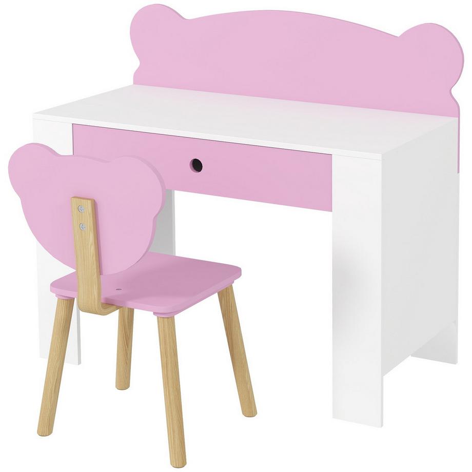 Northio  Ensemble bureau et chaise pour enfant, en forme d'ours, avec tiroir, pour écrire et bricoler, 3-8 ans 