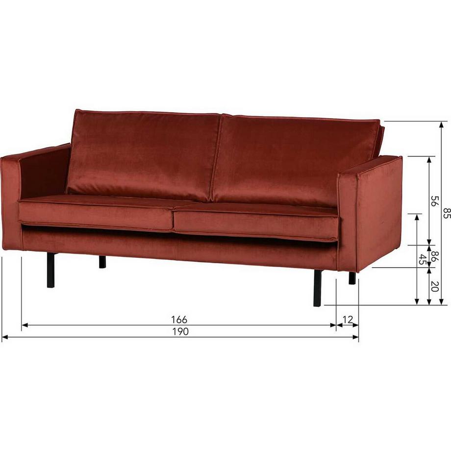 mutoni Sofa Rodeo 2.5-Sitzer Velvet chestnut 190  