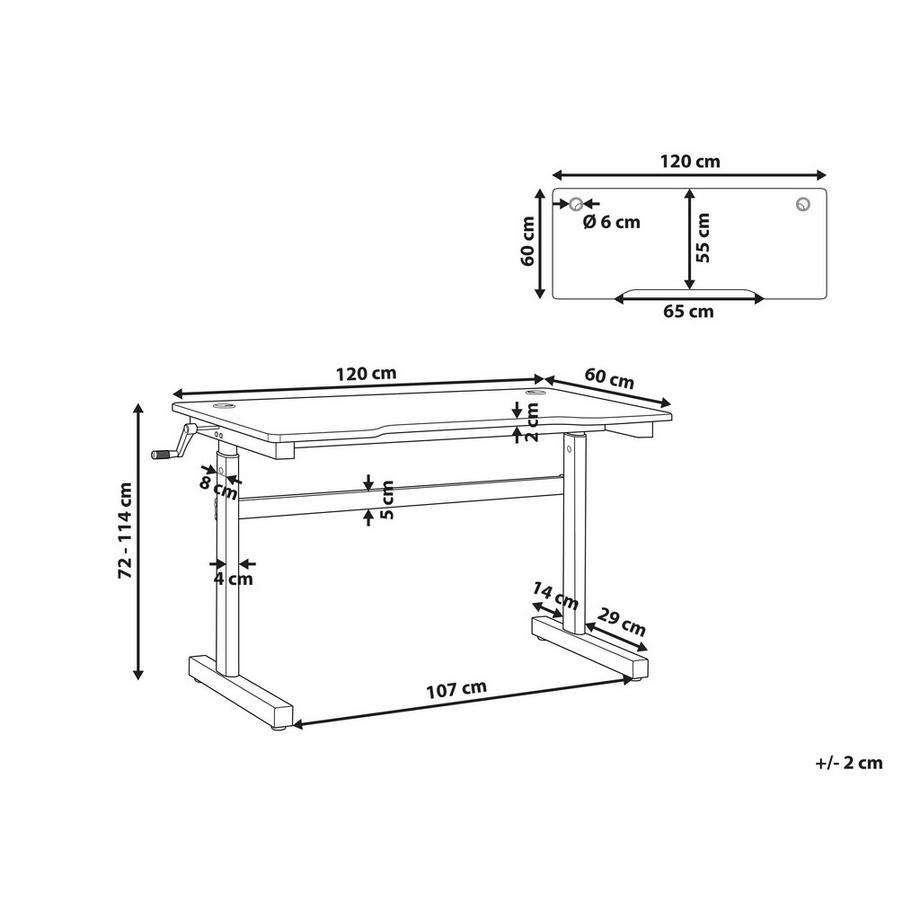 Beliani Gaming-Tisch manuell höhenverstellbar aus MDF-Platte Modern DURBIN  