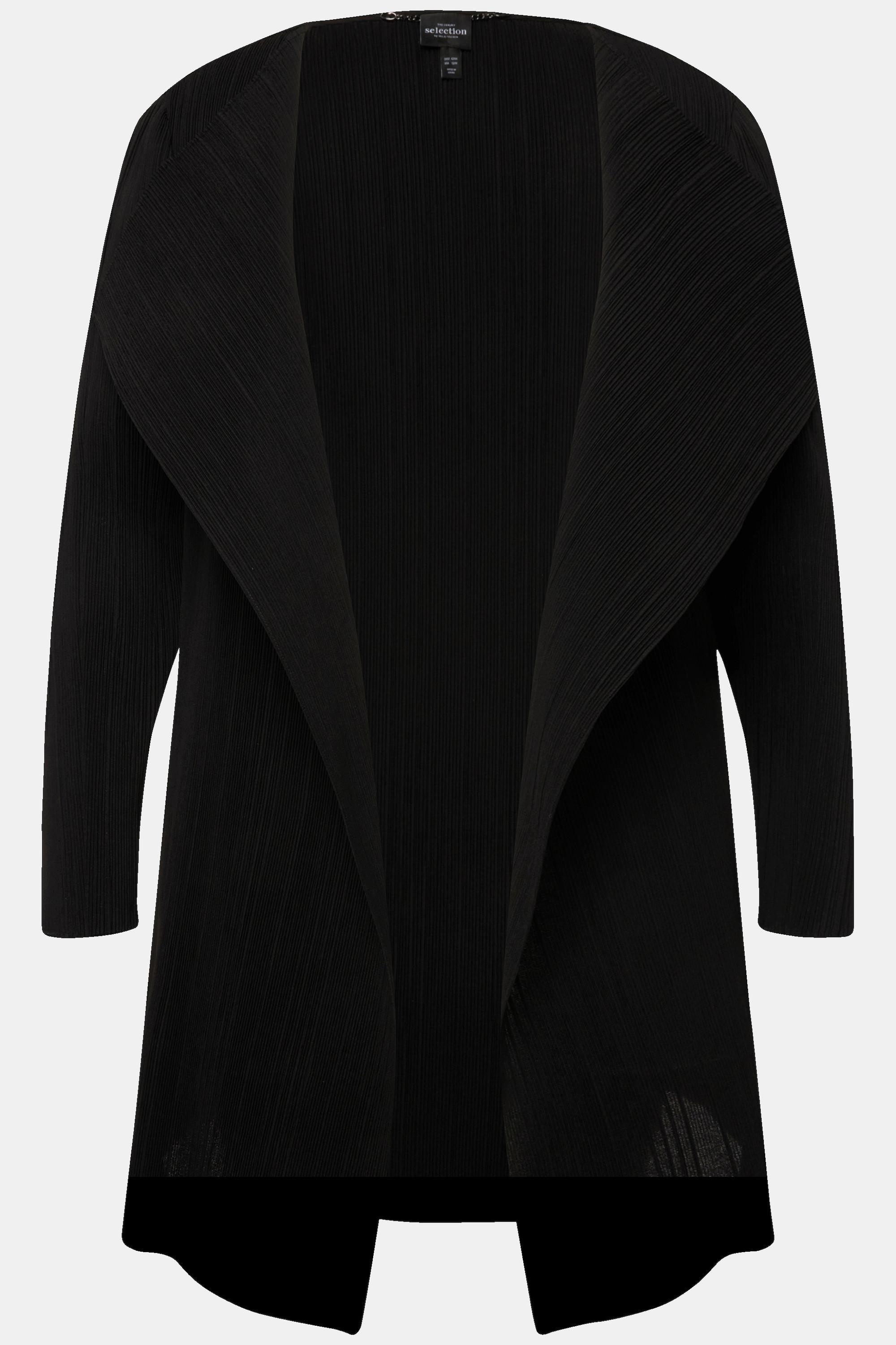 Ulla Popken Veste plissée coupe ouverte manches longues  