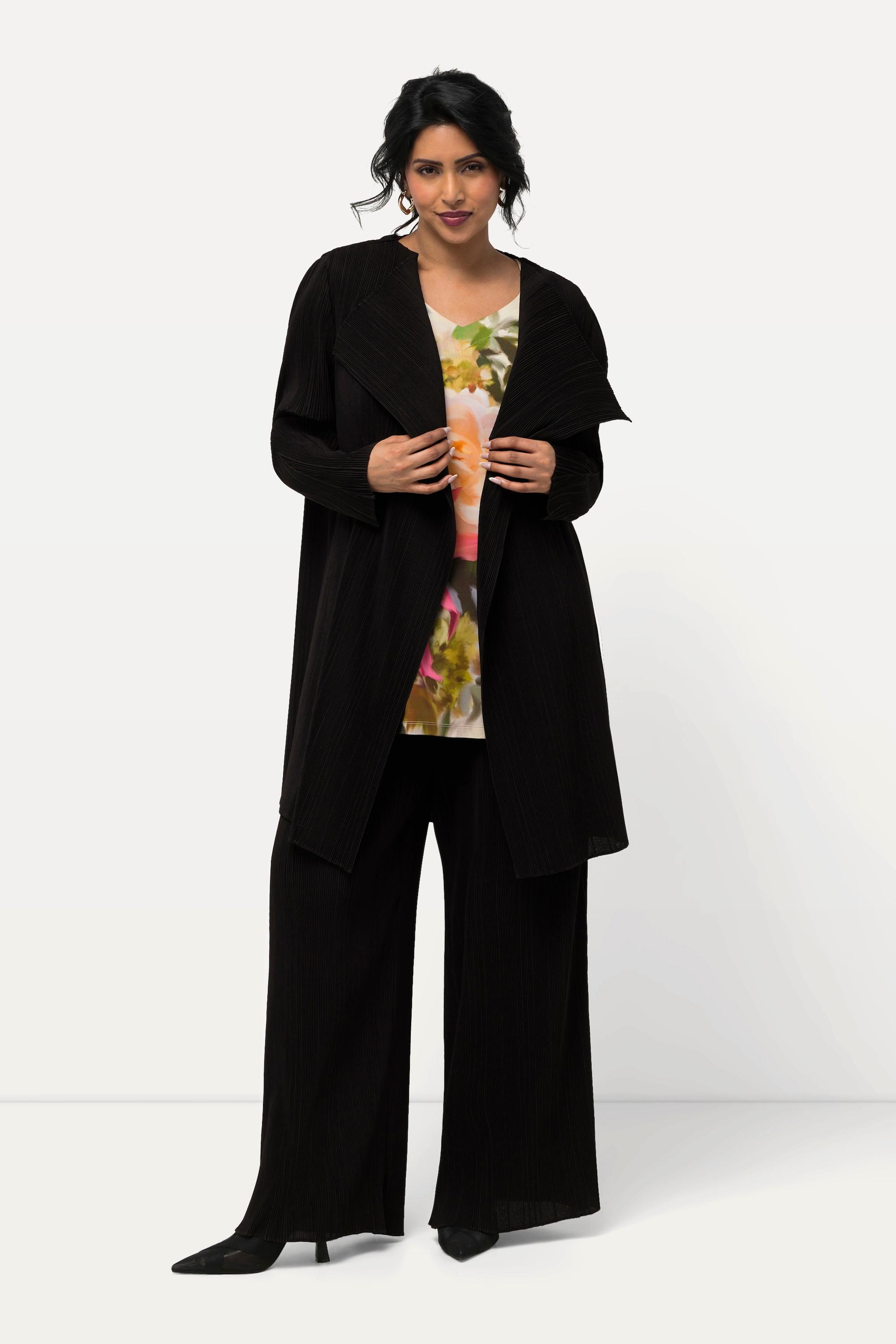 Ulla Popken Veste plissée coupe ouverte manches longues  