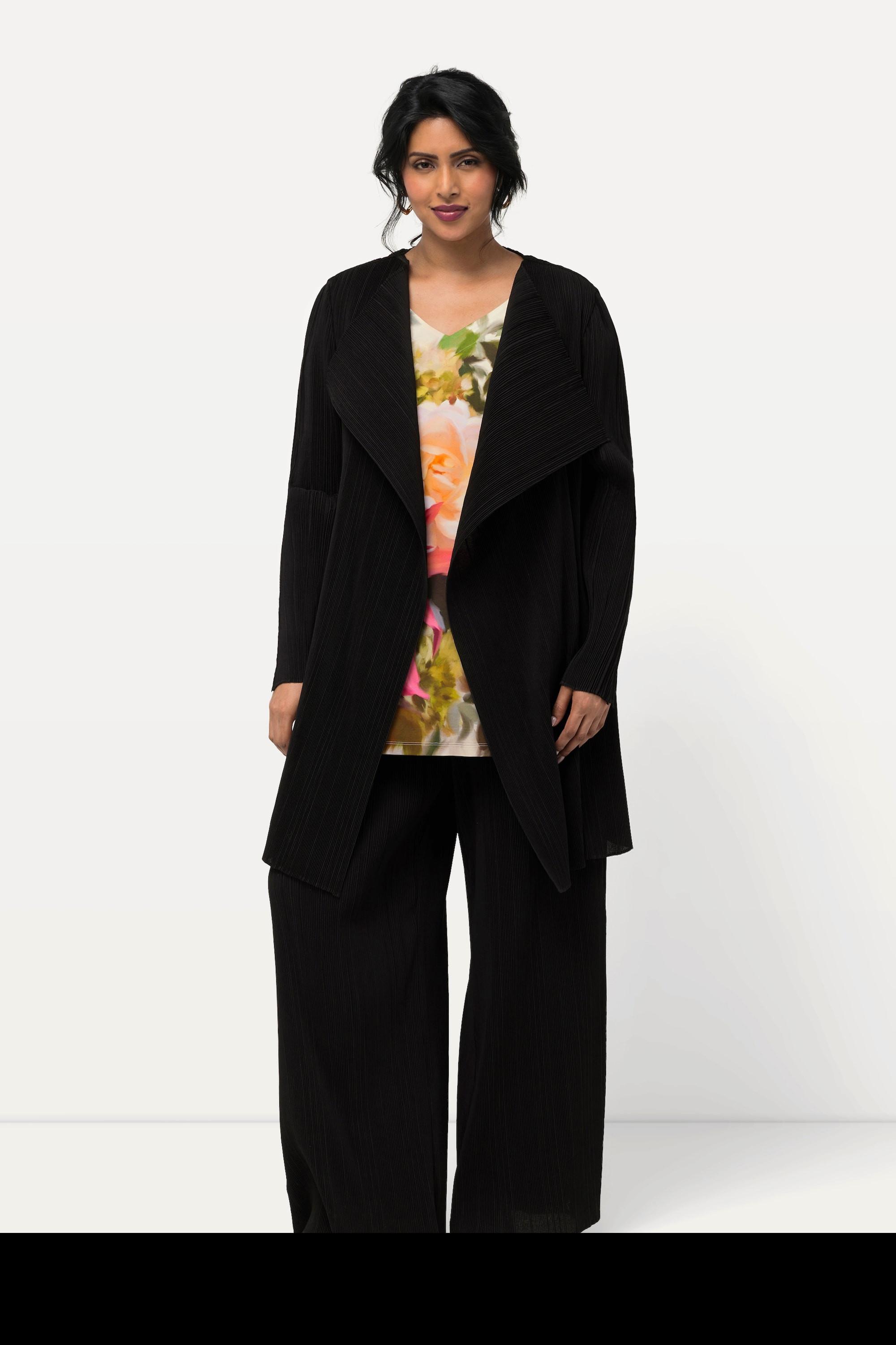 Ulla Popken Veste plissée coupe ouverte manches longues  