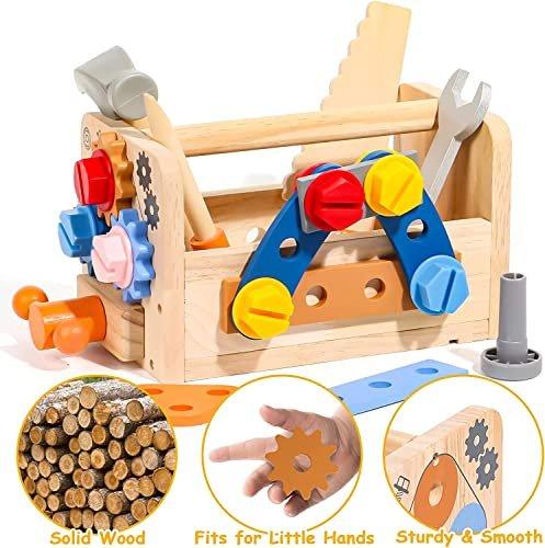 Activity-board  Boîte à outils pour enfants, établi avec tablier, ceinture à outils, jouets en bois pour enfants 