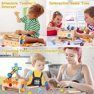 Activity-board  Boîte à outils pour enfants, établi avec tablier, ceinture à outils, jouets en bois pour enfants 