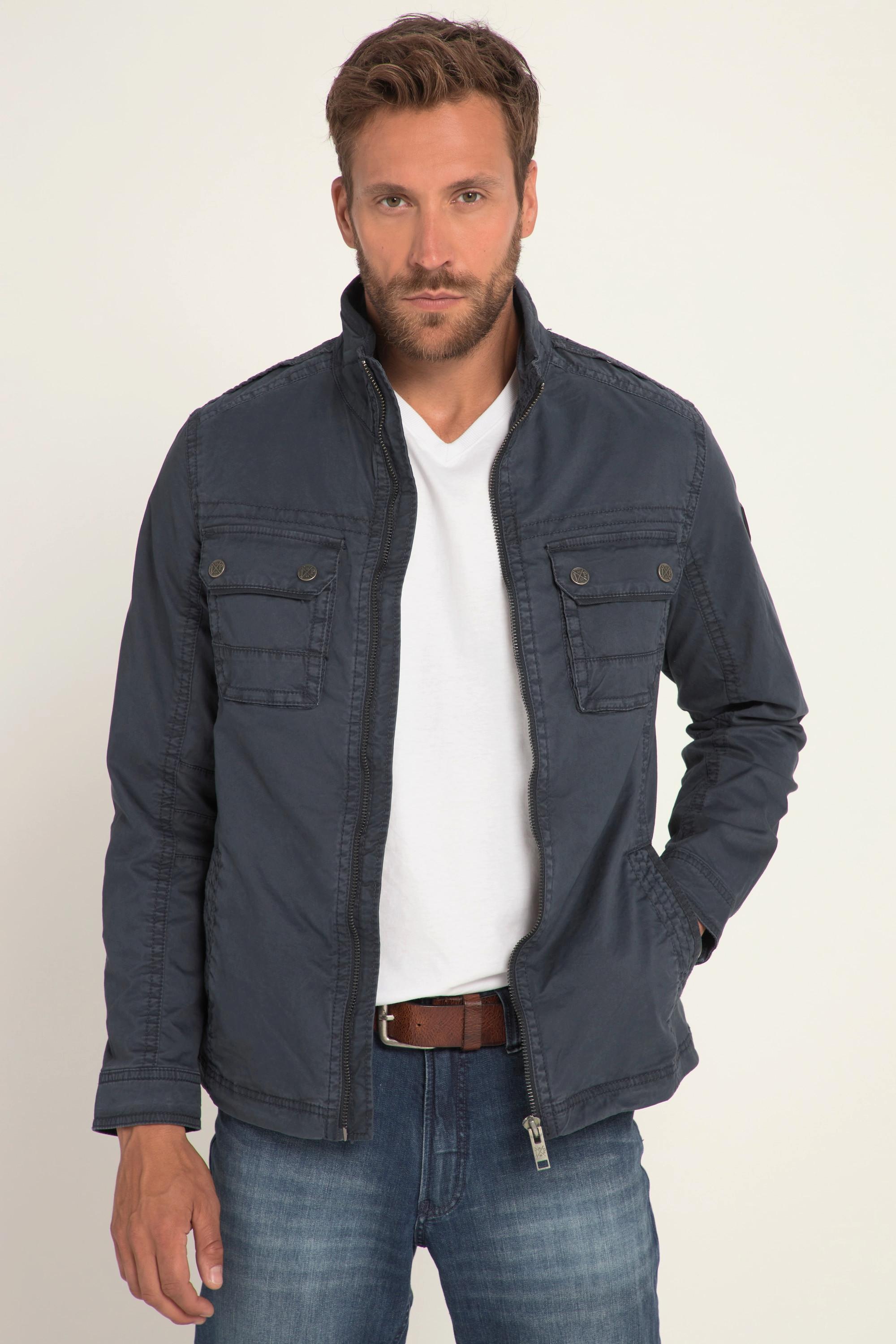 JP1880  Veste en coton rustique, délavage vintage bleu nuit mat 