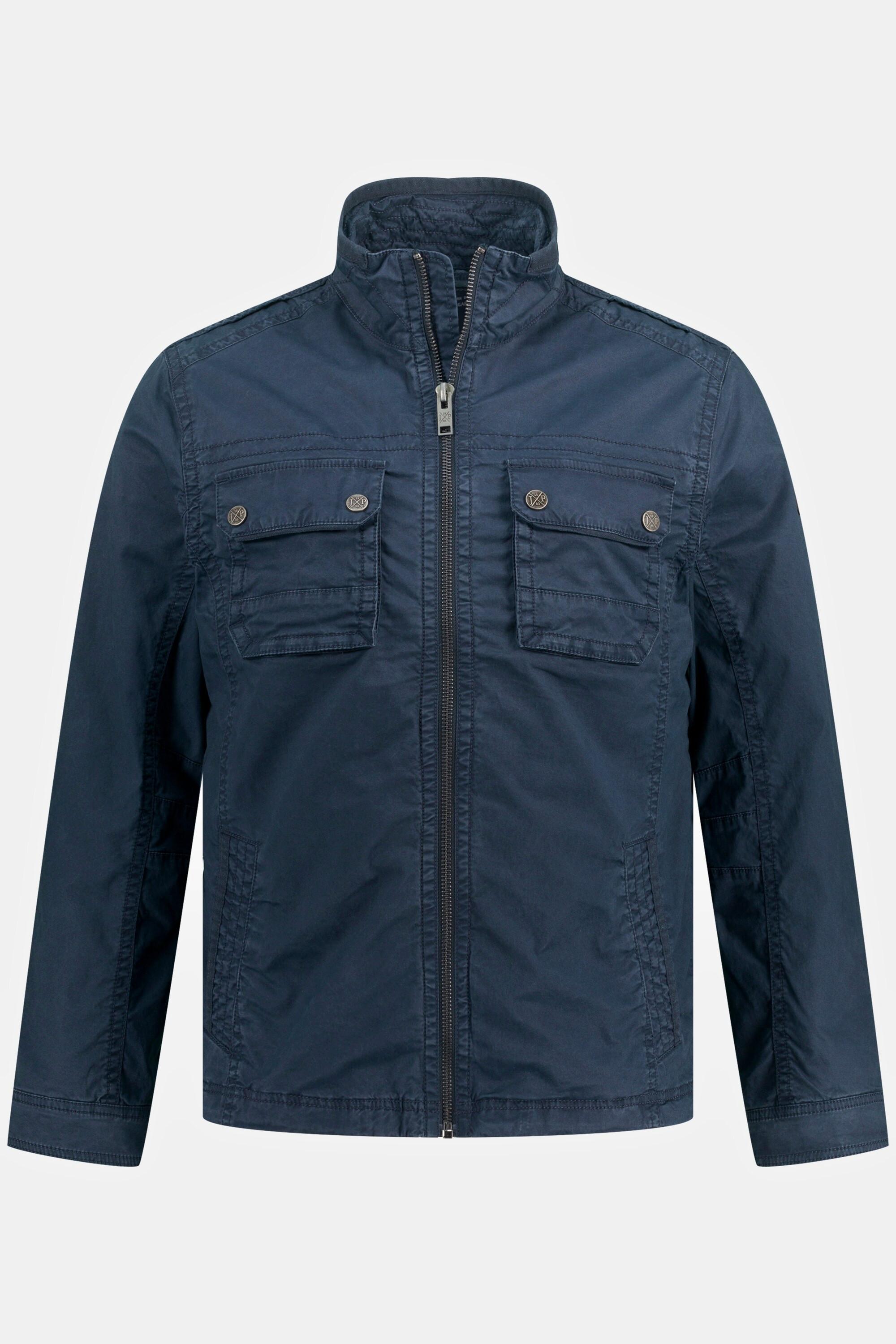 JP1880  Veste en coton rustique, délavage vintage bleu nuit mat 