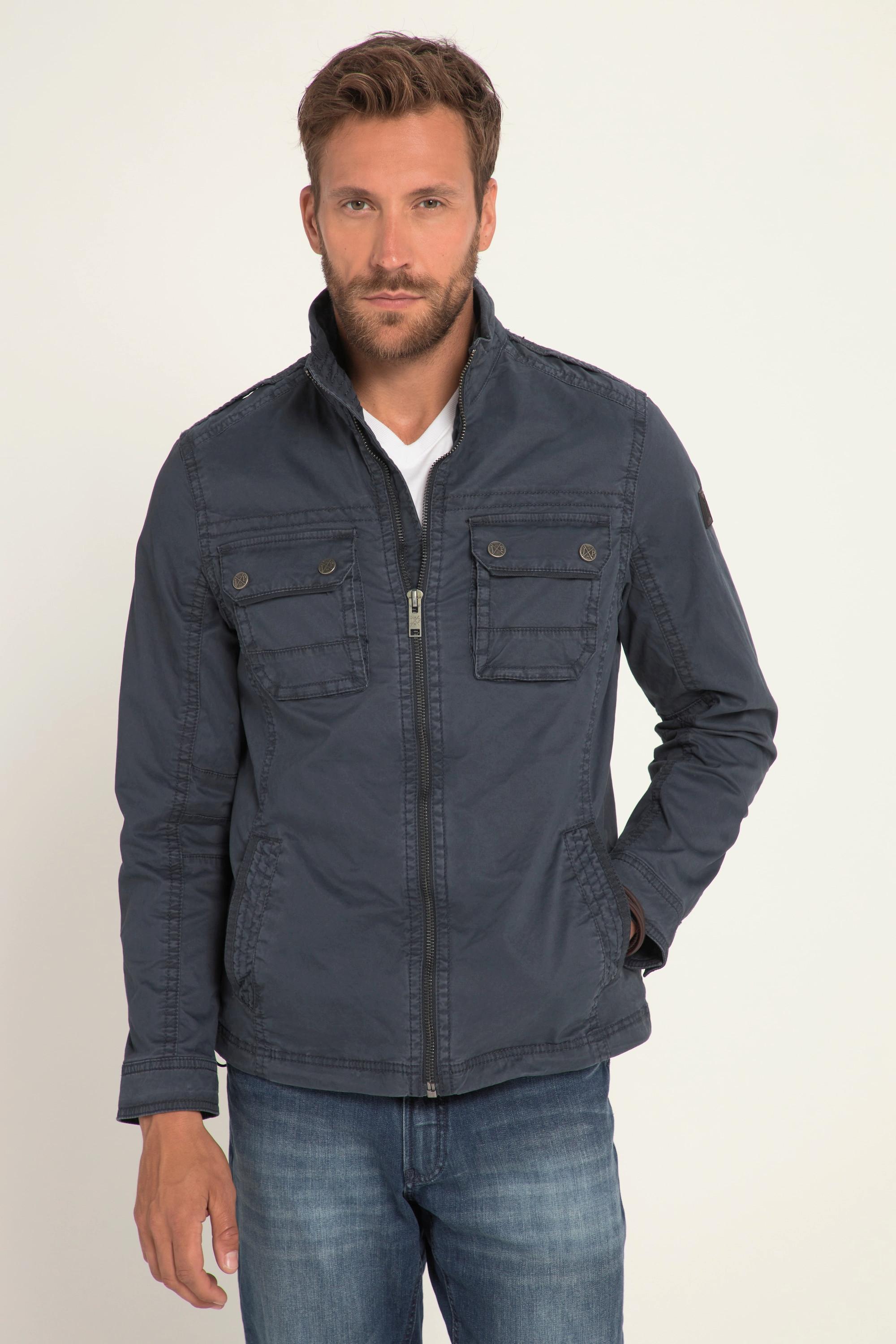 JP1880  Veste en coton rustique, délavage vintage bleu nuit mat 