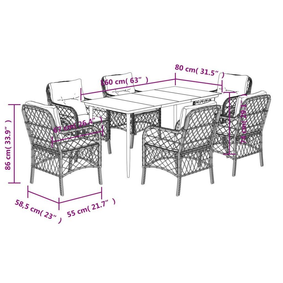 VidaXL set da pranzo da giardino Polirattan  