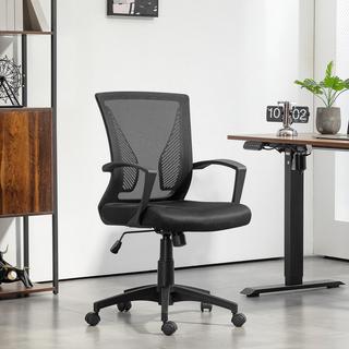 Northio Chaise de bureau avec fonction d'inclinaison, chaise de bureau réglable en hauteur, chaise pivotante pouvant supporter jusqu'à 120 kg, pour bureau, étude, noir  