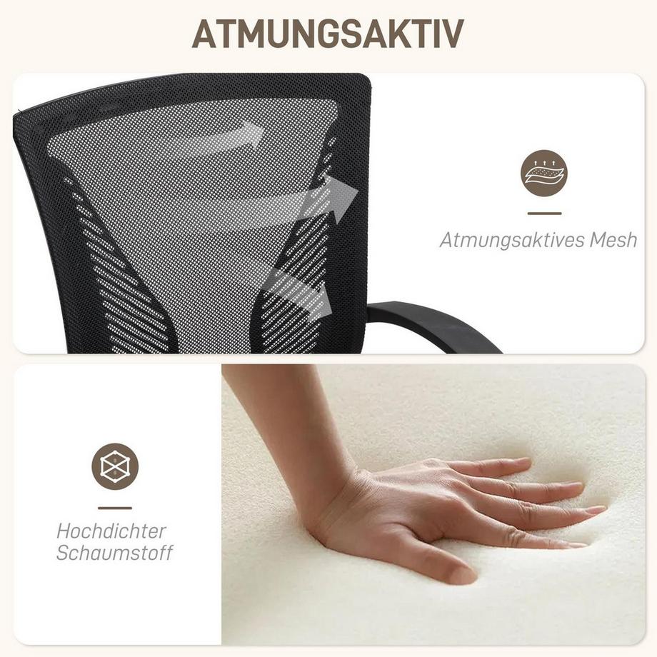 Northio Bürostuhl mit Kippfunktion, höhenverstellbar Schreibtischstuhl, Drehstuhl bis 120 kg belastbar, für Büro, Arbeitszimmer, Schwarz  