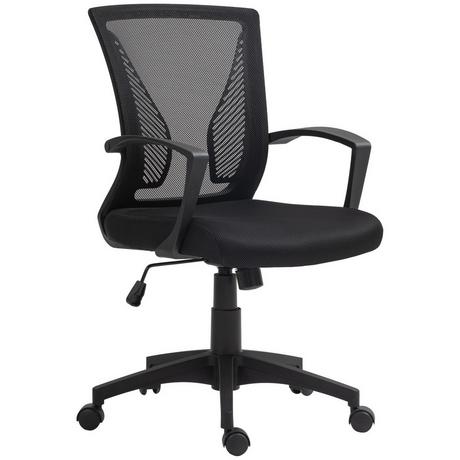 Northio Chaise de bureau avec fonction d'inclinaison, chaise de bureau réglable en hauteur, chaise pivotante pouvant supporter jusqu'à 120 kg, pour bureau, étude, noir  