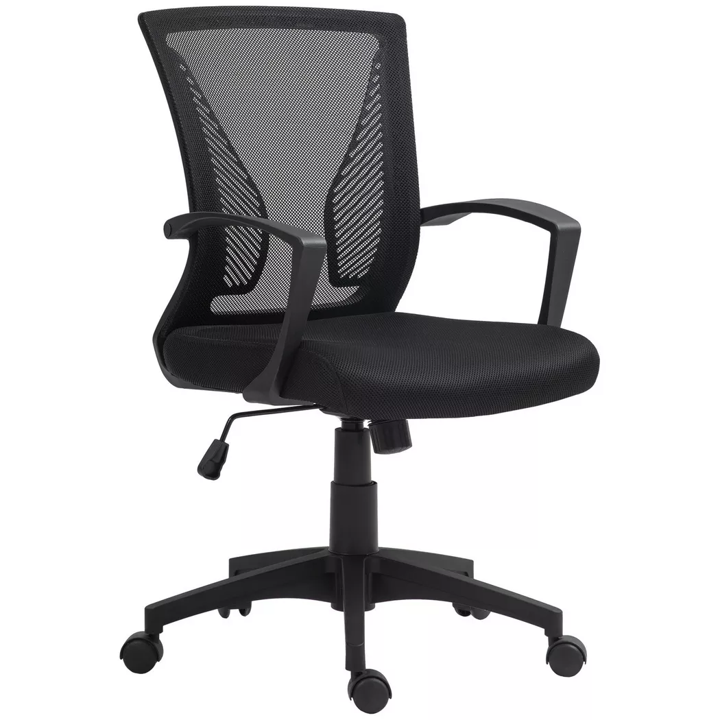 Northio – Bürostuhl mit Kippfunktion, höhenverstellbar Schreibtischstuhl, Drehstuhl bis 120 kg belastbar, für Büro, Arbeitszimmer, Schwarz, 62X62CM