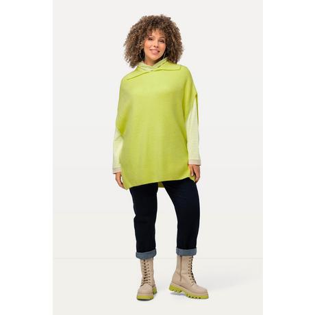 Ulla Popken  Pull sans manches oversized, bords-côtes, col en maille 