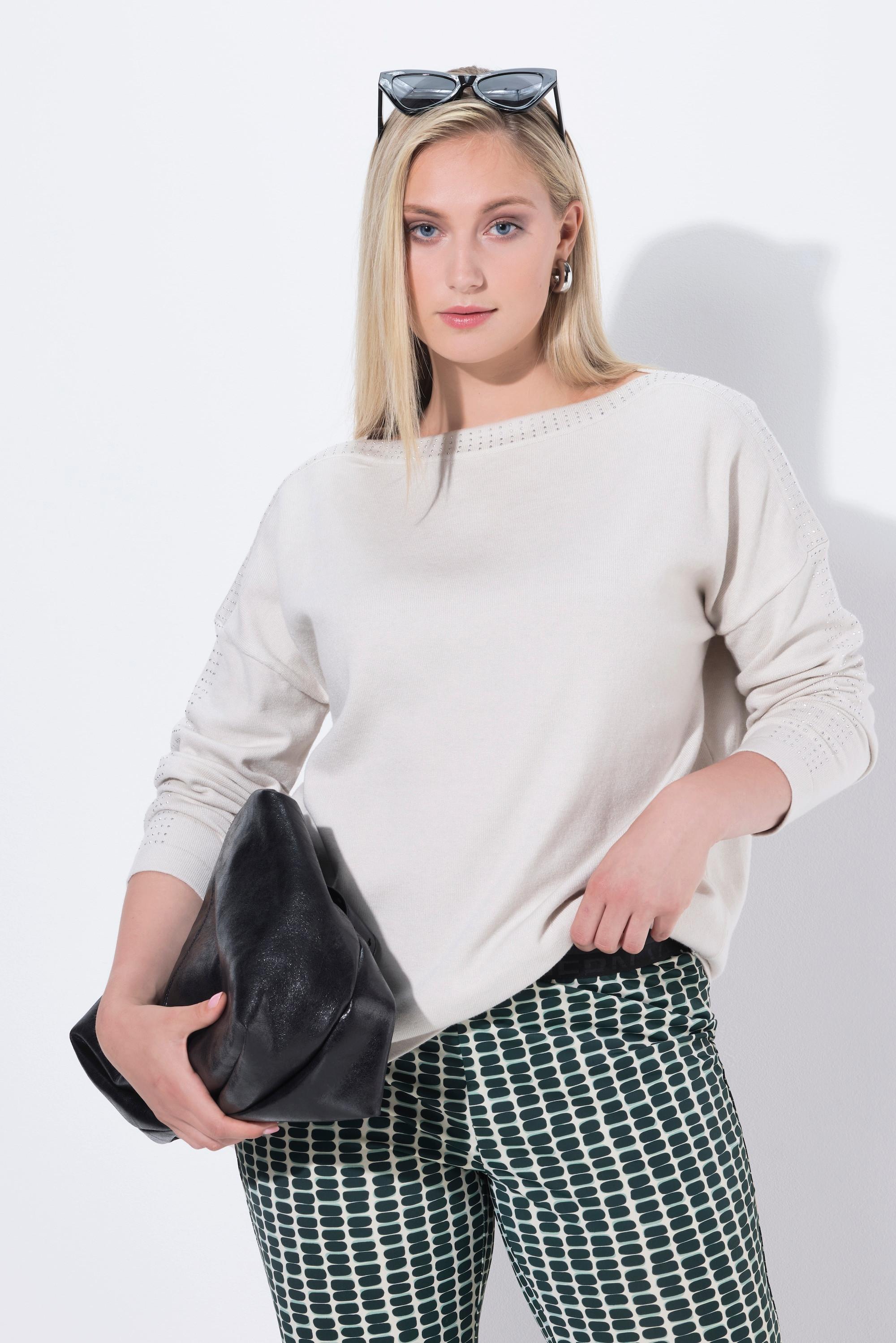 Ulla Popken Pull Oversize Encolure Bateau Manches Longues  