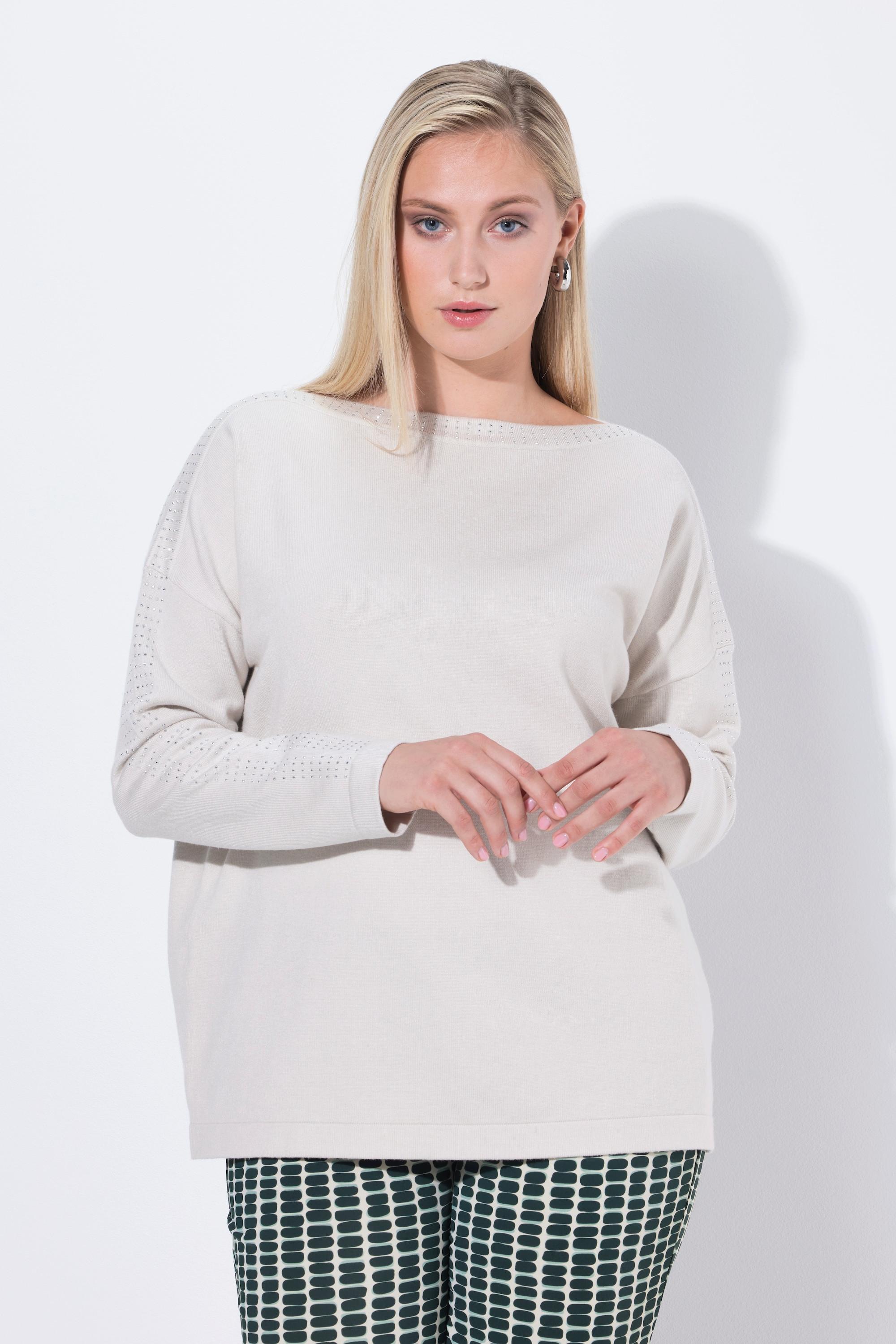 Ulla Popken Pull Oversize Encolure Bateau Manches Longues  