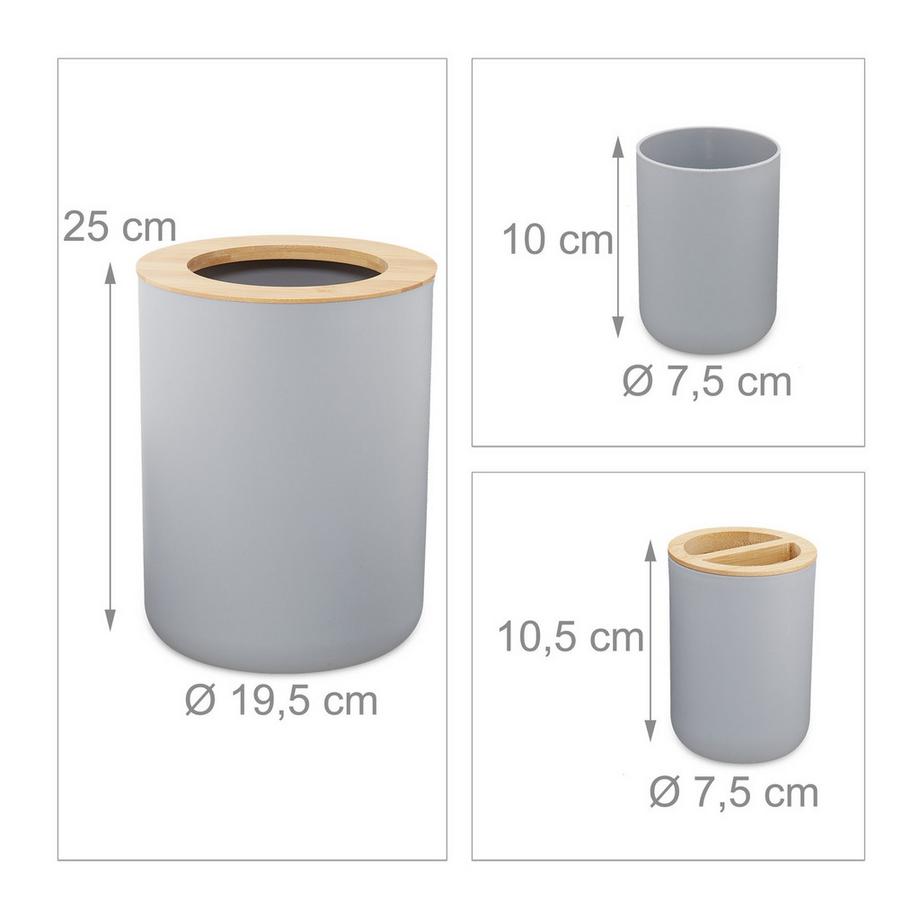 Northix  Bambus Badezimmerzubehör 6er Set 