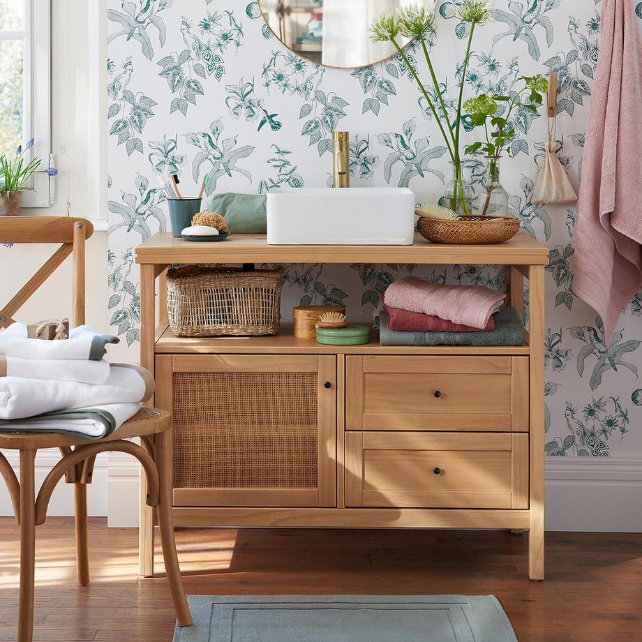 La Redoute Intérieurs Meuble sous vasque pin et cannage L100 cm  