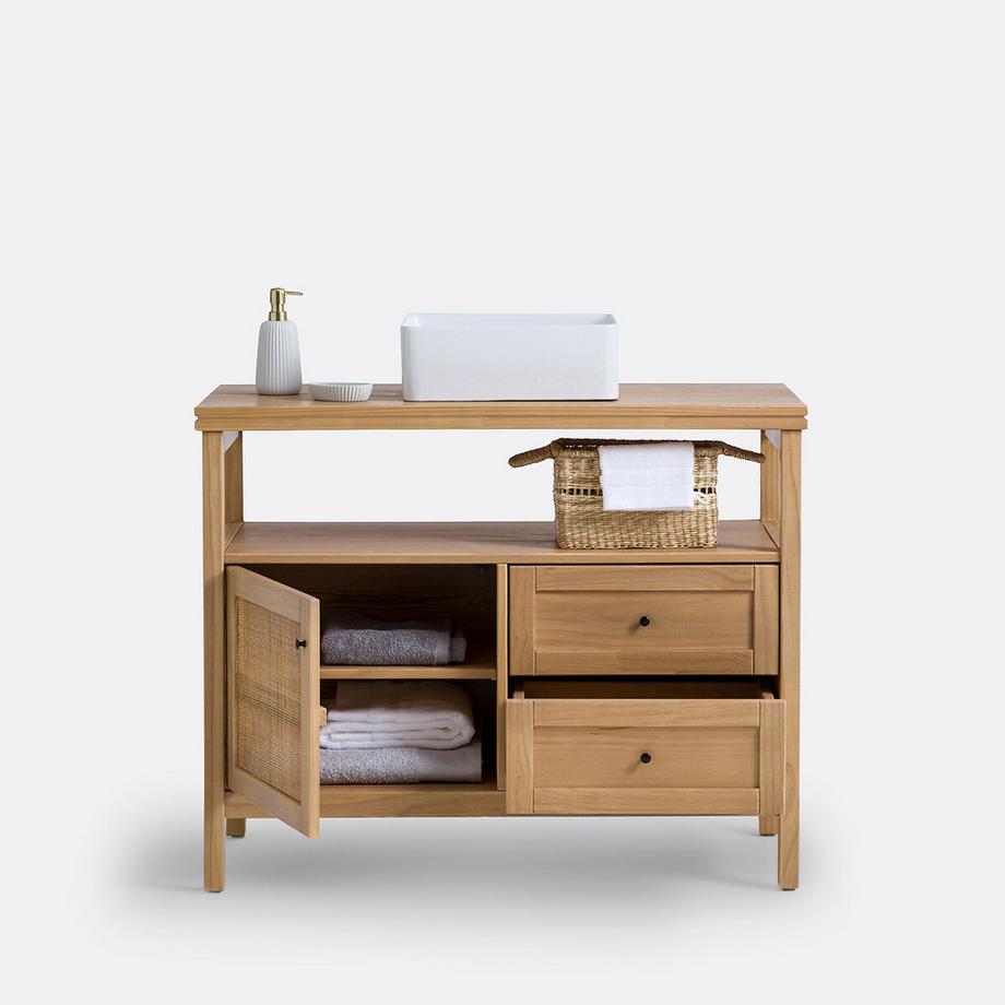 La Redoute Intérieurs Meuble sous vasque pin et cannage L100 cm  