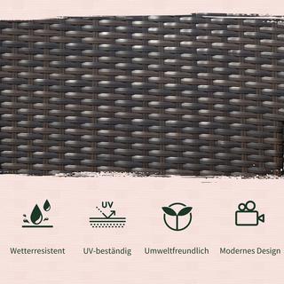 Northio Polyrattan Sitzbank 2-Sitzer Tisch Gartenbank Stahlrahmen Braun B133Xt63Xh84Cm  