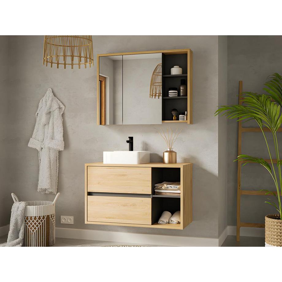 Vente-unique Armoire murale de salle de bain coloris naturel - 100 cm - PURNAL  