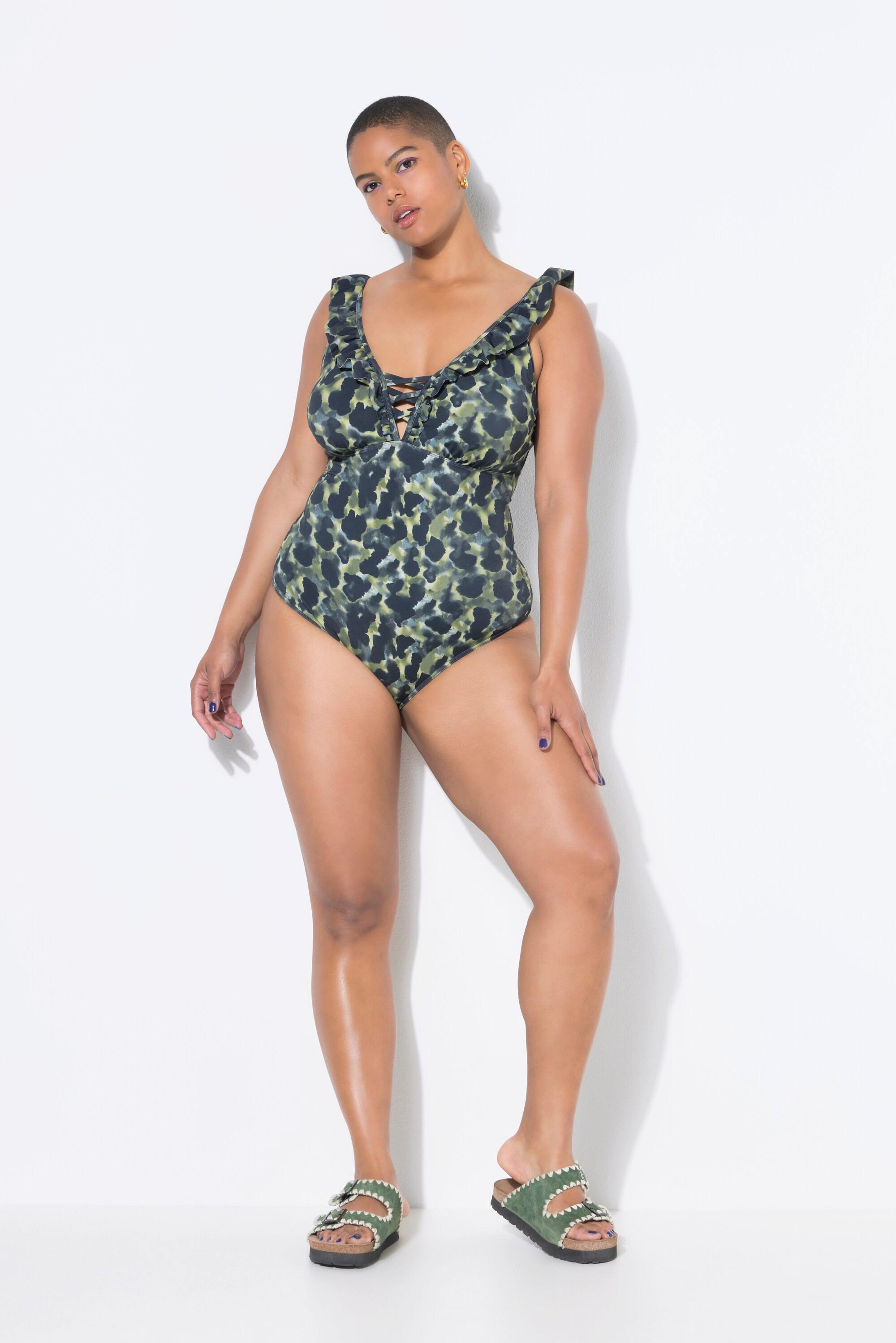 Studio Untold Maillot de bain camouflage à volants et effet sculptant  