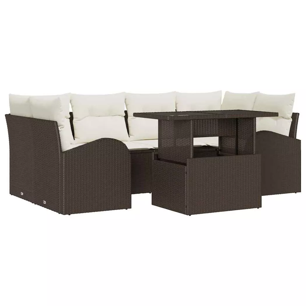 vidaXL Ensemble de canapé de jardin 7 pc Marron polyrotin