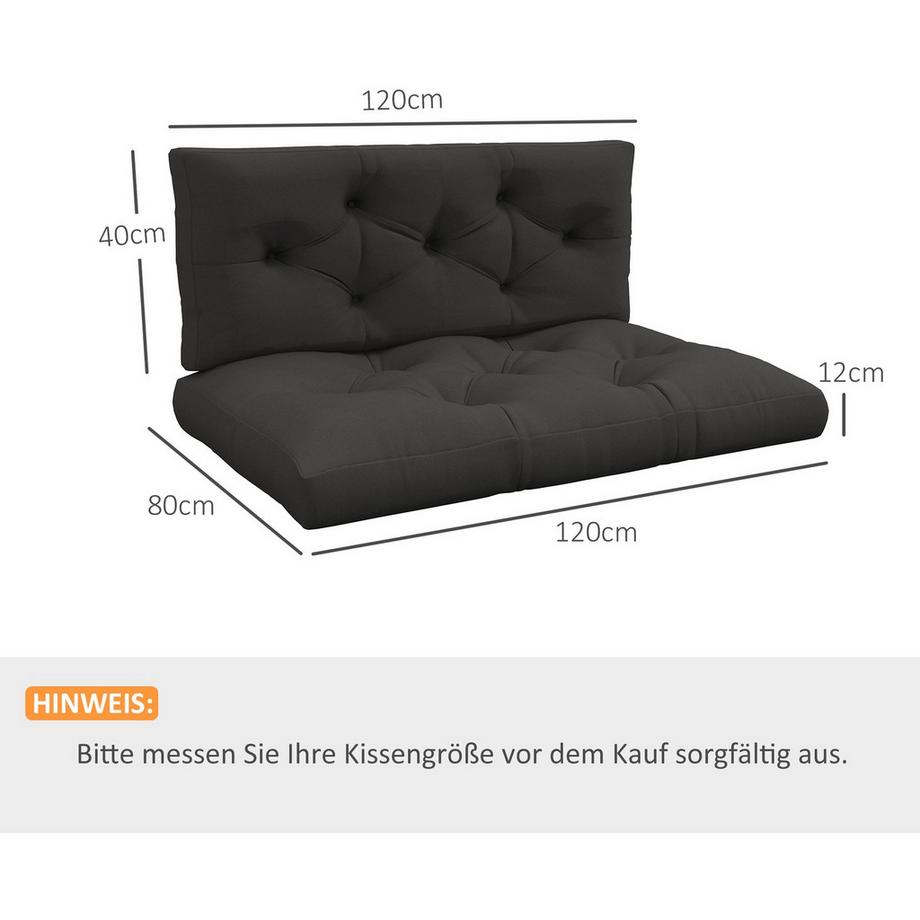 Northio Coussin De Palette Lot De 2 Coussins De Banc Avec Protection Uv Coussin De Siège Rembourré Coussin De Banc De Jardin Pour Canapé Palette, Balcon, Polyester, Gris Foncé  