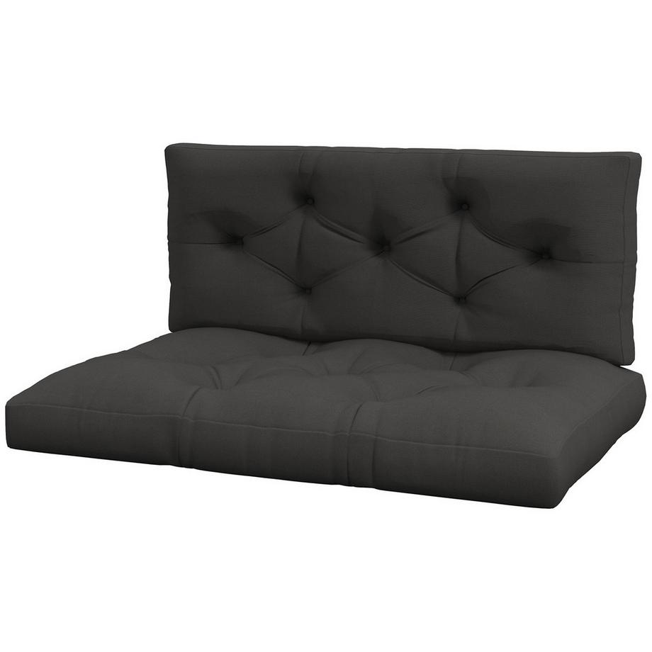 Set Di 2 Cuscini Per Panca Con Protezione Uv Cuscino Per Sedile Imbottito Per Panca Da Giardino Per Divano Pallet, Balcone, Poliestere, Grigio Scuro