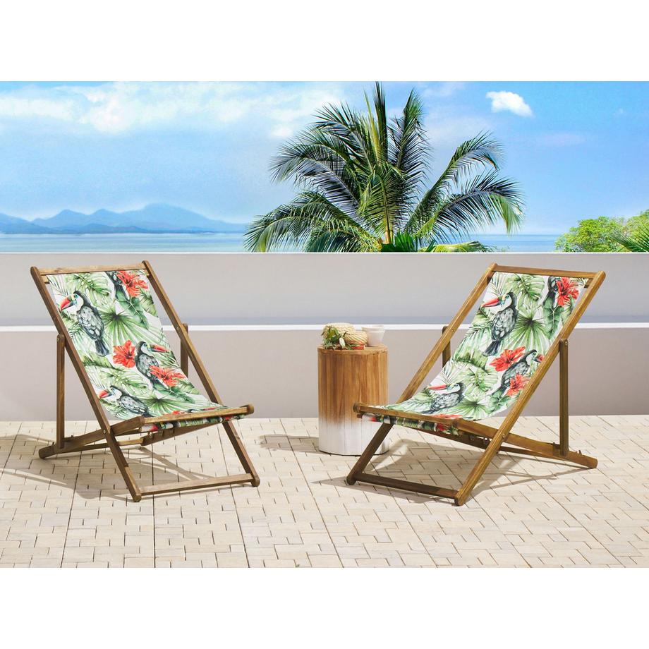 Beliani Set mit 2 klappbaren Liegestühlen aus Stoff  ANZIO  