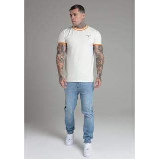 Sik Silk  T-Shirt Ringer T-Shirt in Ecru 