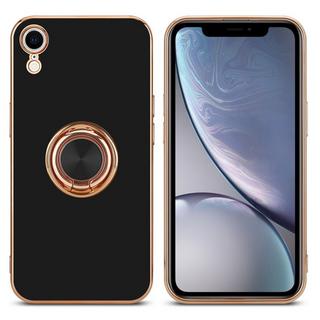 Cadorabo  Housse compatible avec Apple iPhone XR avec anneau - Coque de protection en silicone TPU flexible, avec protection pour appareil photo et support voiture magnétique 