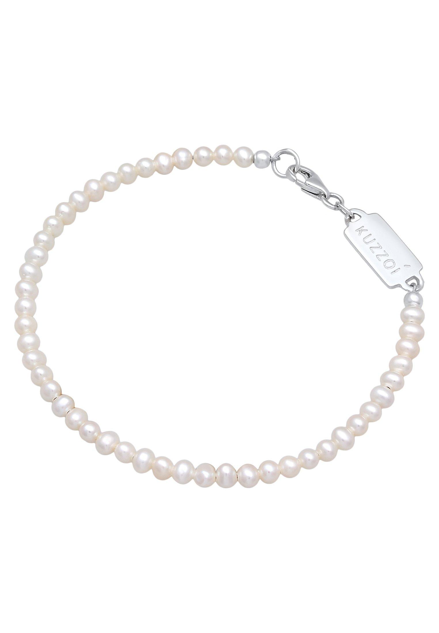 Kuzzoi  Armband Süßwasserperlen Klassisch Schlicht 925 Silber 