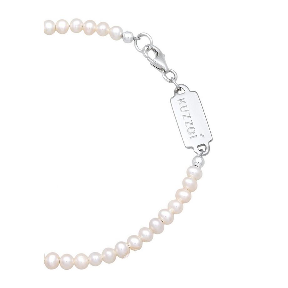 Kuzzoi  Armband Süßwasserperlen Klassisch Schlicht 925 Silber 