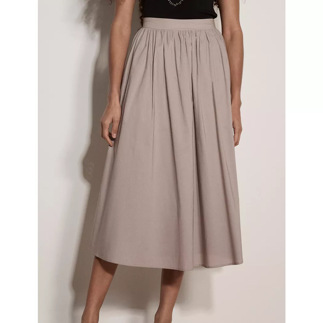 Apricot Women's Cotton Midi Skirt in Stone | Size: 10